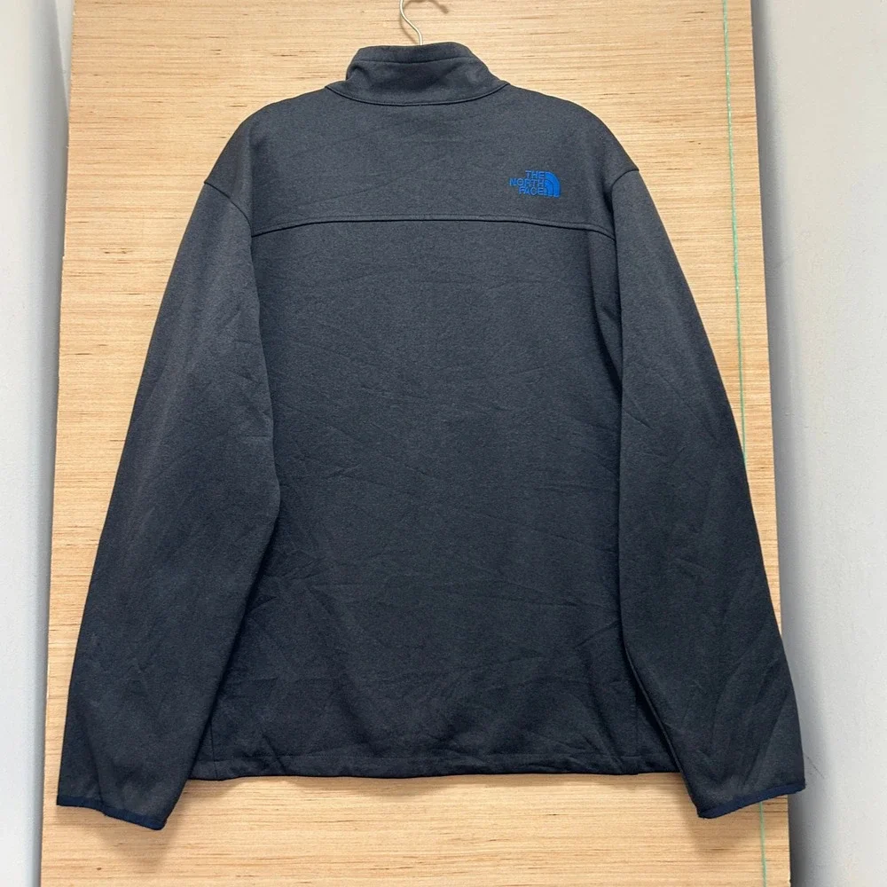 The North Face Mens XL Gray Blue Grid Fleece Lined Full Zip Jacket Heathered